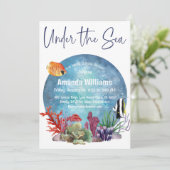 Unterhalb des Meeres Fisch Aquarell Babydusche Einladung (Stehend Vorderseite)