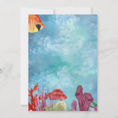 Unterhalb des Meeres Fisch Aquarell Babydusche Einladung (Rückseite)