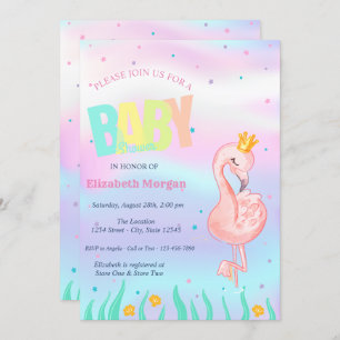 Unterhalb des Meeres, Flamingo Holographic Baby Sh Einladung