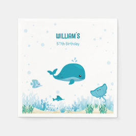 Unterhalb des Meeres leben Meerestiere Serviette