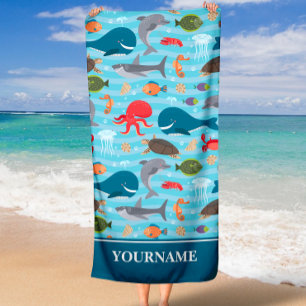 Unterhalb des Meeres leben Whale Shark Turtle Sea Strandtuch