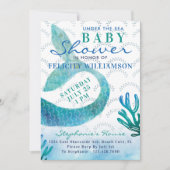 Unterhalb des Meeres Meerjungfrau Kinderdusche Ein Einladung (Vorderseite)