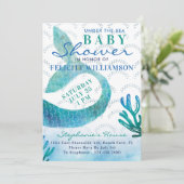 Unterhalb des Meeres Meerjungfrau Kinderdusche Ein Einladung (Stehend Vorderseite)