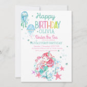 Unterhalb des Meeres | Mermaid Birthday Party Einl Einladung (Vorderseite)