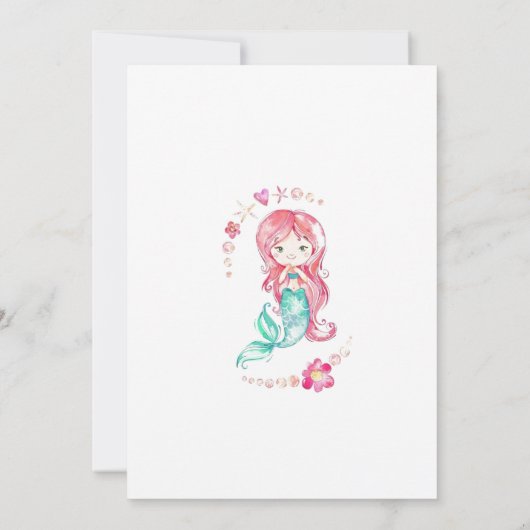 Unterhalb des Meeres | Mermaid Birthday Party Einl Einladung (Rückseite)