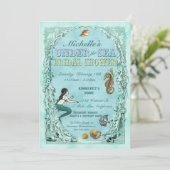 Unterhalb des Meeres Mermaid Bridal Dusche Einladu Einladung (Stehend Vorderseite)