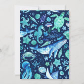 Unterhalb des Meeres mit Walen, Quallen, Seepferde Einladung (Rückseite)