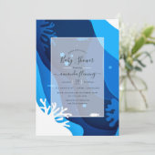 Unterhalb des Meeres Nautical Baby Shower Einladung (Stehend Vorderseite)