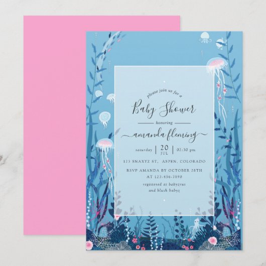 Unterhalb des Meeres Nautical Baby Shower Einladung (Vorne/Hinten)