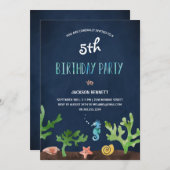 Unterhalb des Meeres | Nautische Kindergeburtstag  Einladung (Vorne/Hinten)