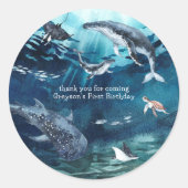 Unterhalb des Meeres | Ocean Birthday Party Runder Aufkleber (Vorderseite)