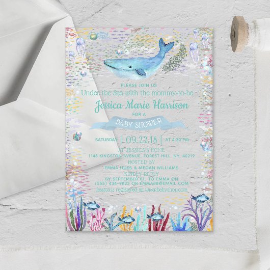 Unterhalb des Meeres | Ocean Themed Baby Dusche Acryleinladungen