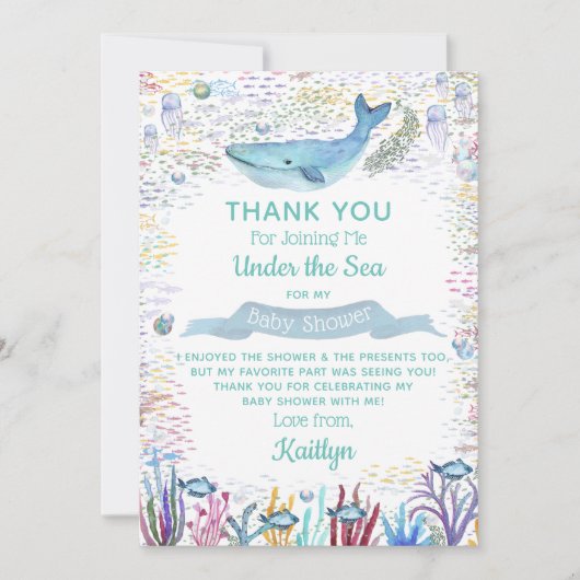 Unterhalb des Meeres | Ocean Themed Baby Dusche Dankeskarte (Vorderseite)
