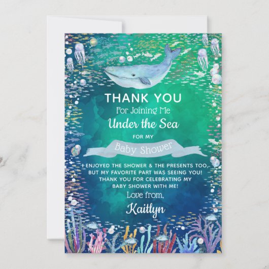 Unterhalb des Meeres | Ocean Themed Baby Dusche Dankeskarte (Vorderseite)