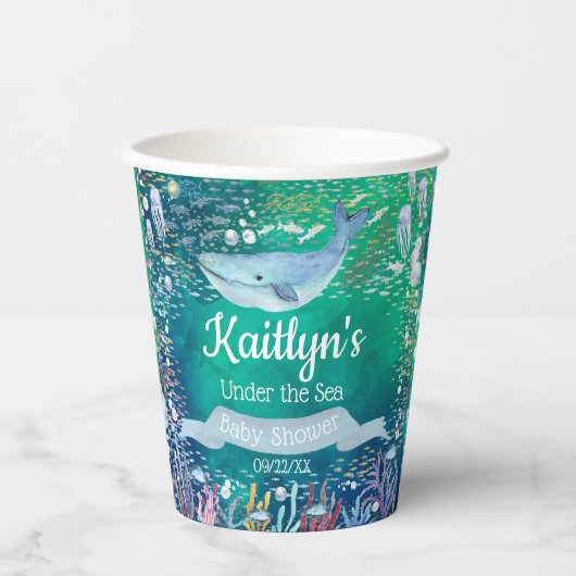 Unterhalb des Meeres | Ocean Themed Baby Dusche Pappbecher (Vorderseite)