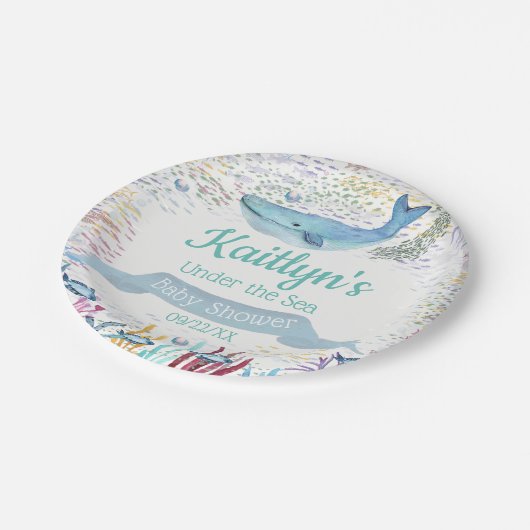 Unterhalb des Meeres | Ocean Themed Baby Dusche Pappteller (Schrägansicht)