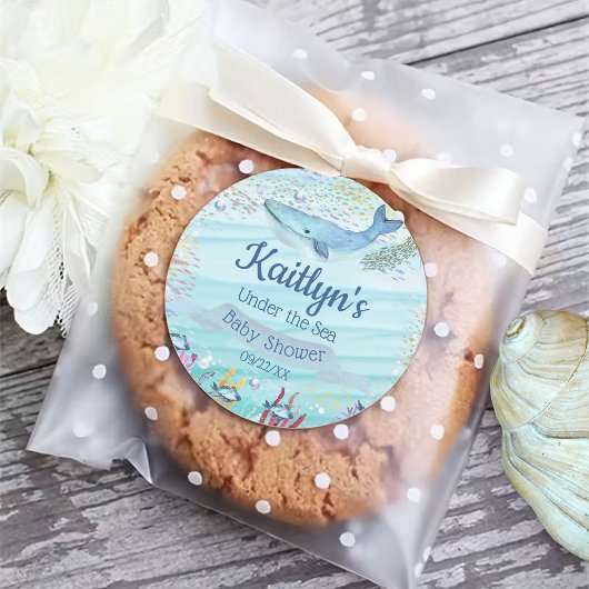 Unterhalb des Meeres | Ocean Themed Baby Dusche Runder Aufkleber
