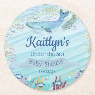 Unterhalb des Meeres   Ocean Themed Baby Dusche Runder Pappuntersetzer