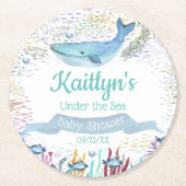 Unterhalb des Meeres | Ocean Themed Baby Dusche Runder Pappuntersetzer (Vorderseite)