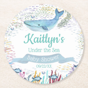 Unterhalb des Meeres   Ocean Themed Baby Dusche Runder Pappuntersetzer