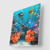 Unterhalb des Meeres Quadratische Wanduhr (Winkel)