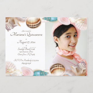 Unterhalb des Meeres Quinceanera Seashells Foto Einladung