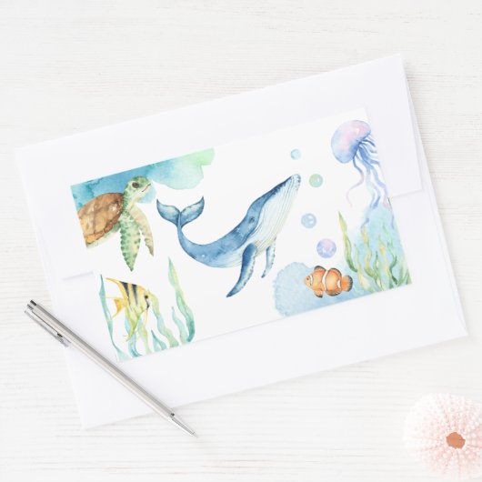 Unterhalb des Meeres Rechteckiger Aufkleber (Umschlag)