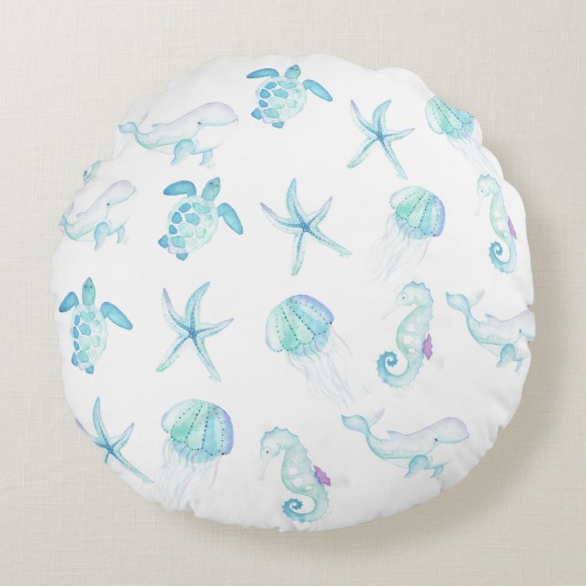 Unterhalb des Meeres Rundes Kissen (Vorderseite)