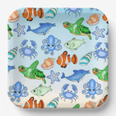 Unterhalb des Meeres | Sea Creatures Baby Shooter Pappteller (Vorderseite)