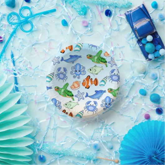 Unterhalb des Meeres | Sea Creatures Baby Shooter Pappteller (Party)