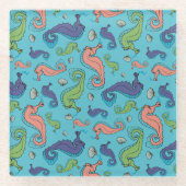 Unterhalb des Meeres - Spielerisches Seepferd und  Glasuntersetzer (Vorderseite)