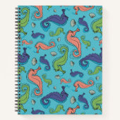 Unterhalb des Meeres - Spielerisches Seepferd und  Notizblock (Vorderseite)