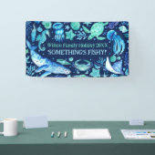 Unterhalb des Meeres Tiere Marine Blue Watercolor Banner (Messe)