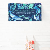 Unterhalb des Meeres Tiere Marine Blue Watercolor Banner (InSitu)