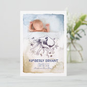 Unterhalb des Meeres - Wasserfarben Baby Birth Ankündigung (Stehend Vorderseite)