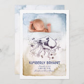 Unterhalb des Meeres - Wasserfarben Baby Birth Ankündigung (Vorne/Hinten)