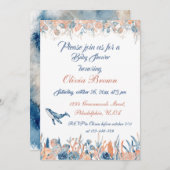 Unterhalb des Meeres Wasserfarben Babydusche Einladung (Vorne/Hinten)