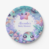 Unterhalb des Meeres Wasserfarben Babydusche Pappteller (Vorderseite)