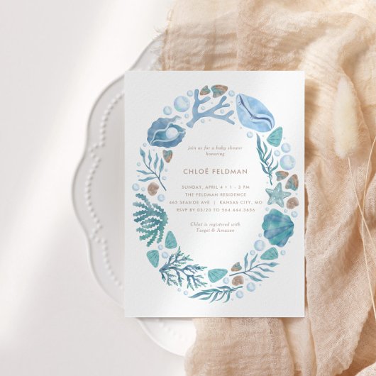 Unterhalb des Meeres Wasserfarbendusche Einladung