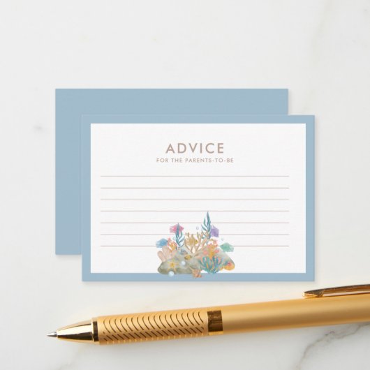 Unterhalb des Meeres Wasserfarbendusche Hinweiskarte (Vorderseite/Rückseite Beispiel)