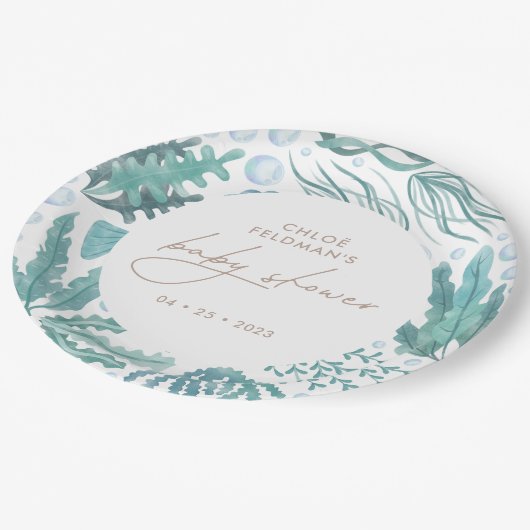 Unterhalb des Meeres Wasserfarbendusche Pappteller (Schrägansicht)