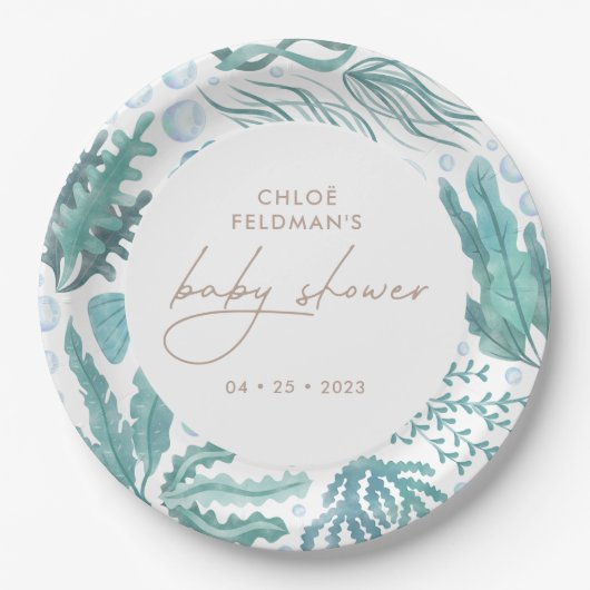 Unterhalb des Meeres Wasserfarbendusche Pappteller (Vorderseite)