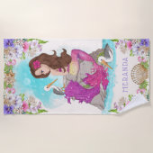 Unterhalb des Meeresrosa und der Lila Meerjungfrau Strandtuch (Vorderseite)