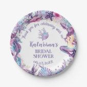 Unterhalb des Meerjungfrau-Brautparty Lila rosa Pappteller (Vorderseite)