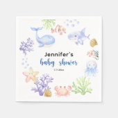 Unterhalb des Meerschwunges werden Tiere im Meer Serviette (Vorderseite)