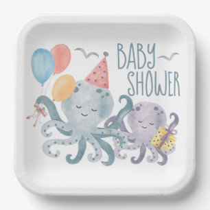 Unterhalb des Octopus Beach Baby Dusche Pappteller