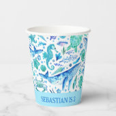 Unterhalb des Party Aquarellwald, Seepferd, Pappbecher (Rückseite)