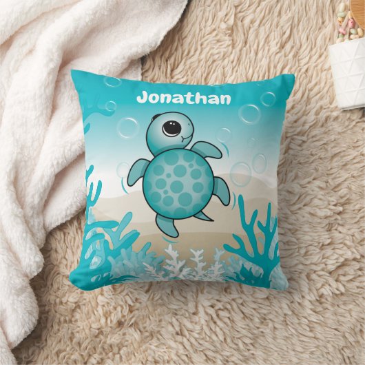 Unterhalb des Sea Baby Sea Turtle Throw Kissen (Decke)