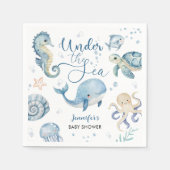 Unterhalb des Sea Baby Shower Blue Boy Watercolor Serviette (Vorderseite)