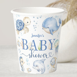 Unterhalb des Sea Baby Shower Blue Ocean Pappbecher